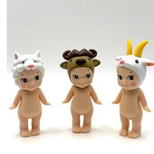 Set of 3 New Unbranded Kewpie/Angel Mini Figures, Sheep, Buffalo, Goat Costumes